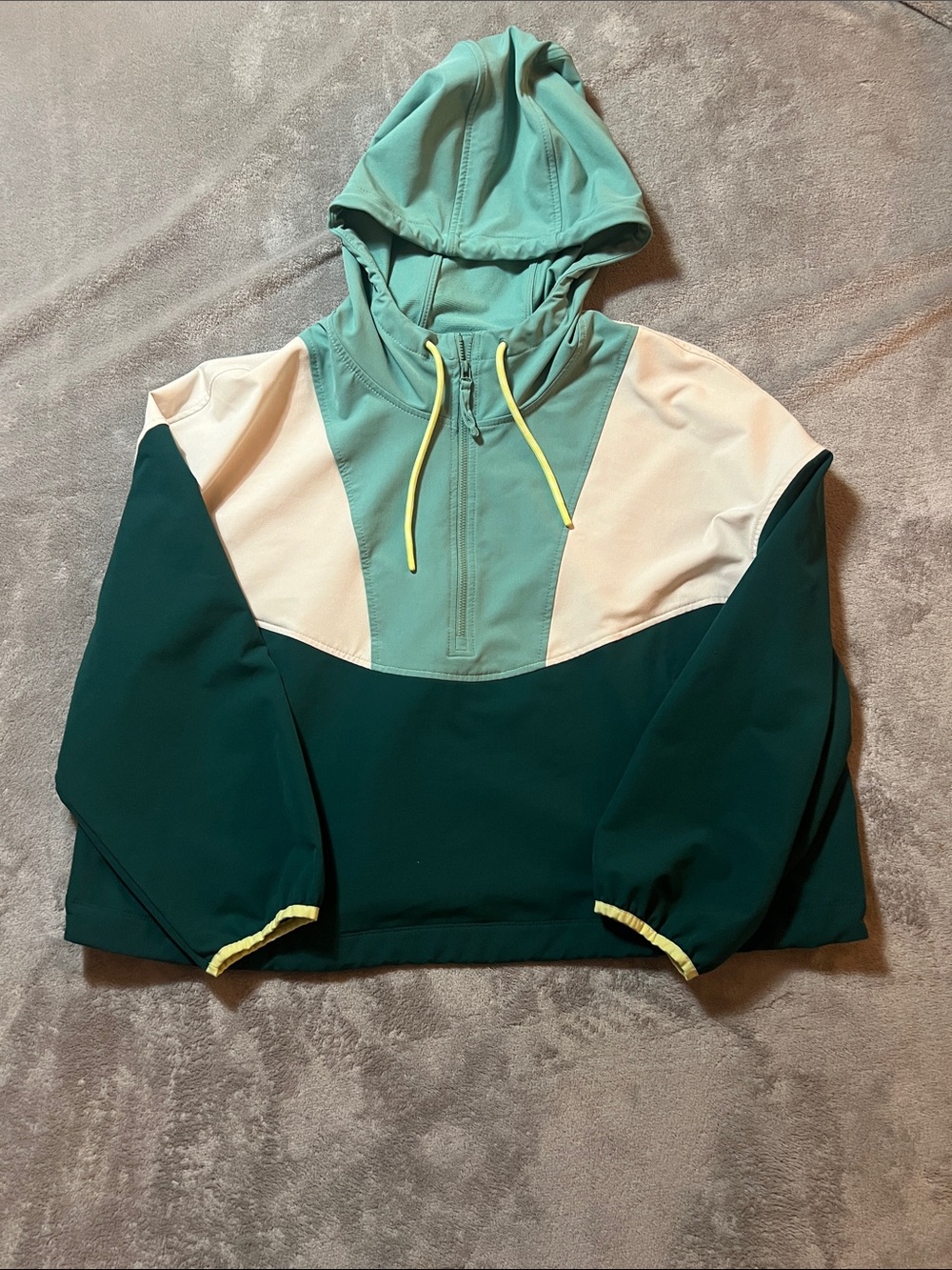 Old Navy Teal, Dark Green & White Colorblock Hooded Pullover